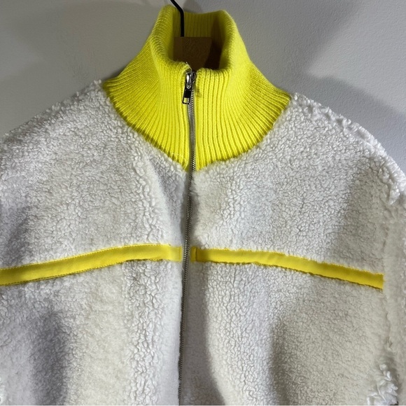 NWT THML WOMEN Fleece Jacket Size L Color White/Neon - Picture 6 of 13